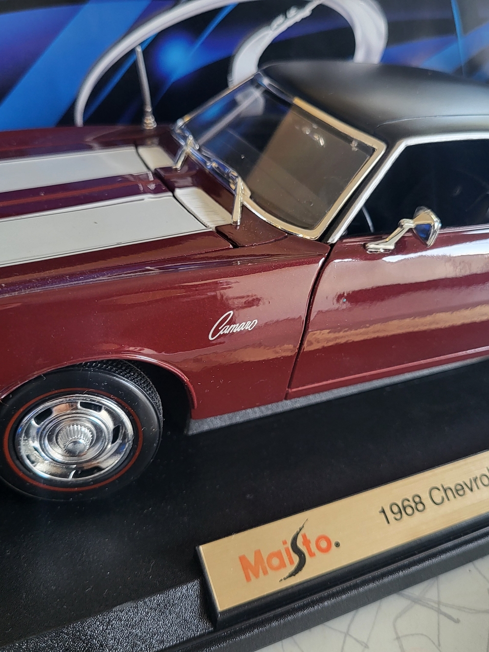 1968 Chevrolet Camaro Z/28 Die-Cast Toy Car - Burgundy with White Stripes
